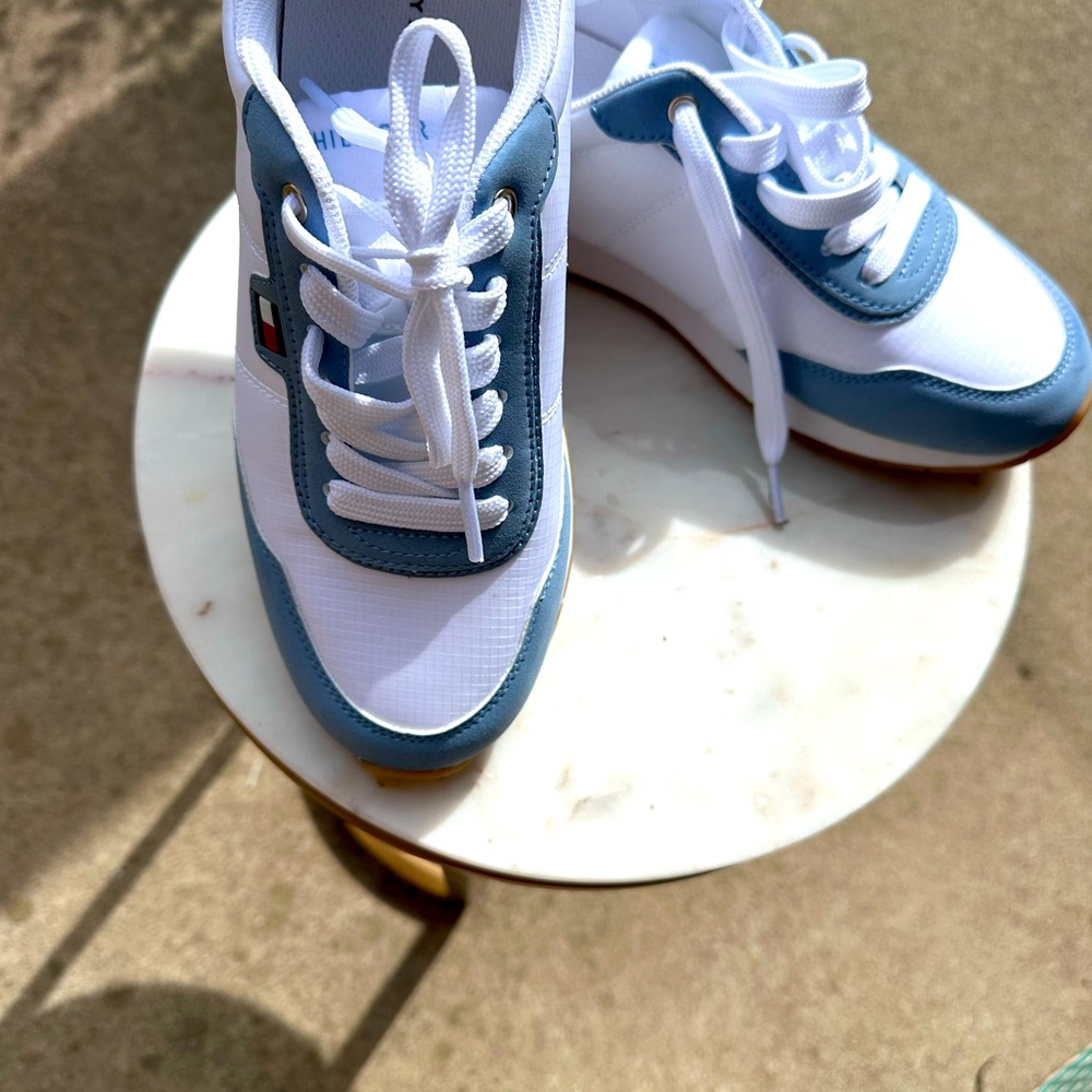 White and Blue Sneakers